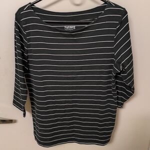 Nutmeg Women's Long Sleeve Striped Tee - Black and White